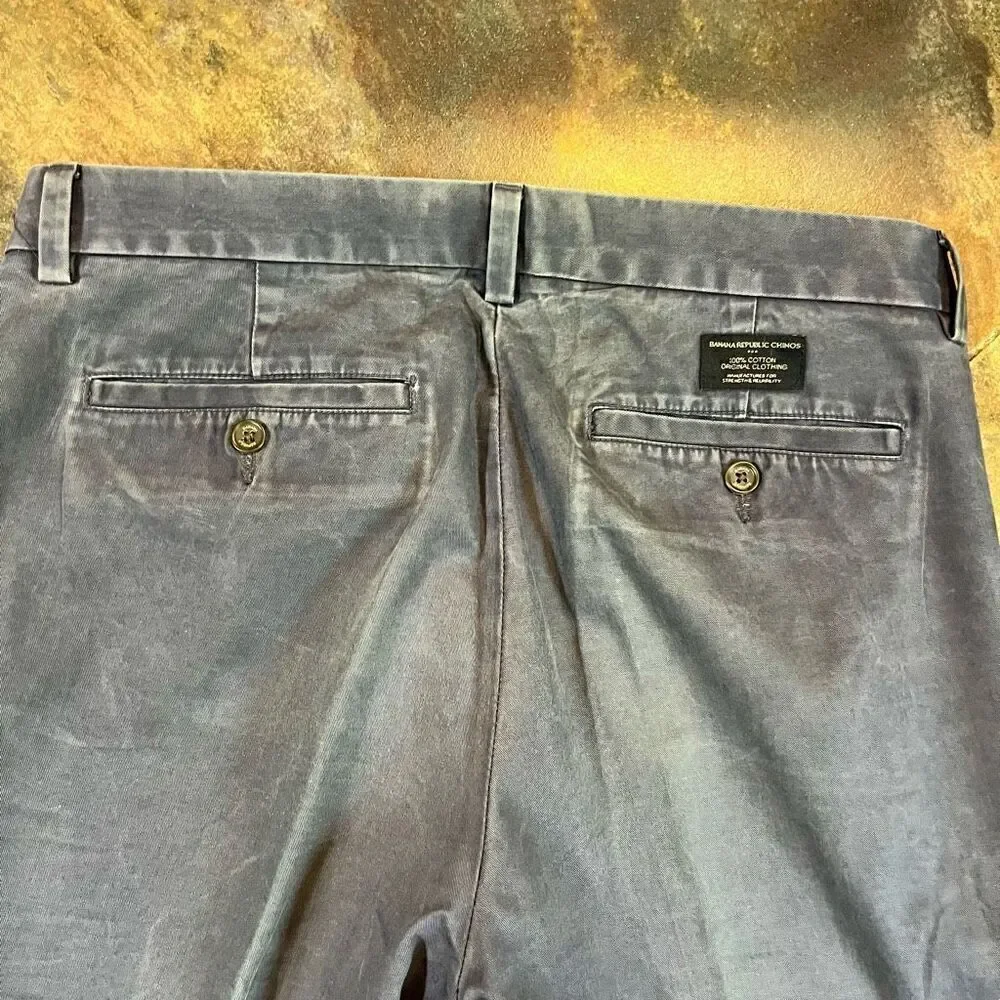Banana Republic Straight Fit Emerson Navy Ship Blue Pants 32/34